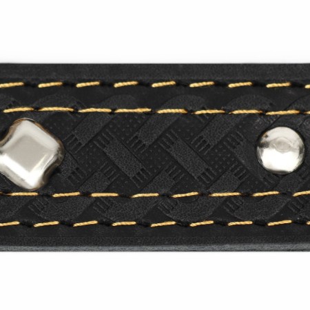 Collar of two-layer leather decorated, 64 x 3 cm, Osh 40-55 cm, black-7