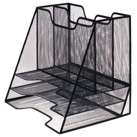 Papers stand, table, 5 departments, mesh, metal, black-1