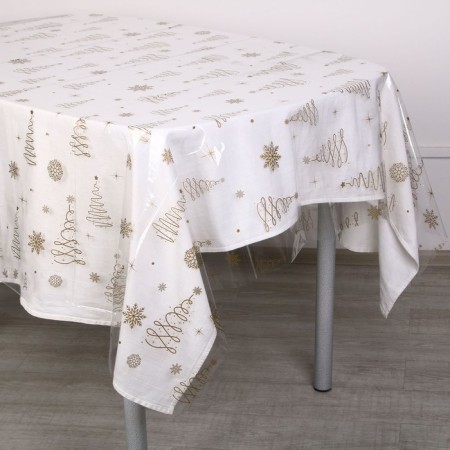 New Year's tablecloth “Christmas trees”, gold 130 x 200 cm, for the New Year-1