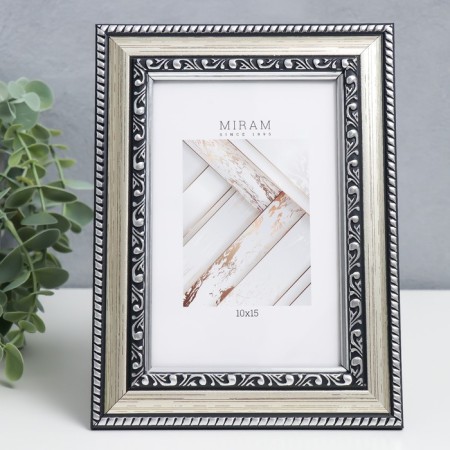Photo frame Plastic "Mira" 10x15 cm 644821-4, silver (plastic screen)
