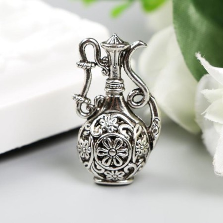 Decor Metal for creativity "A jug with flowers" silver (A19635) 3.6x2x2 cm