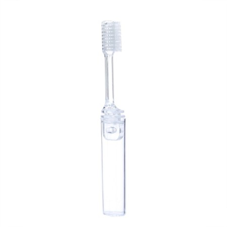 Folding toothbrush in individual packaging, 1 piece, medium rigidity, transparent-1