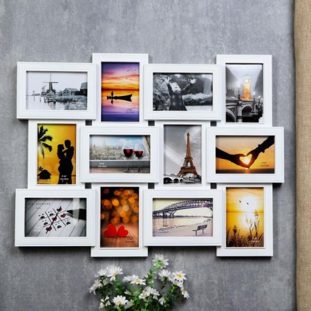 Photo frame plastic in 12 photos 10x15 cm "Laconicity" White 46x61 cm