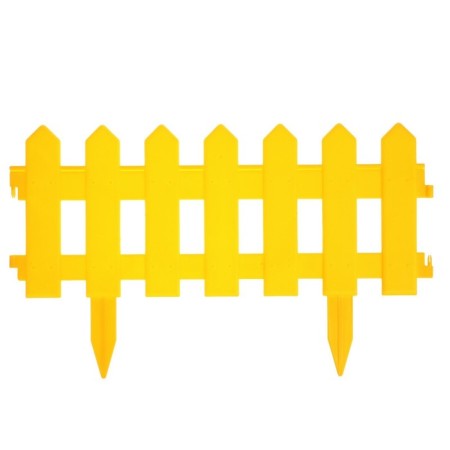 Decorative fence, 30 × 196 cm, 4 sections, plastic, yellow, "front garden"-7