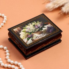 Landyshi box, black, 8 × 10.5 cm, lacquer miniature