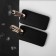 Earrings metal "rectangle" plate, golden-black color