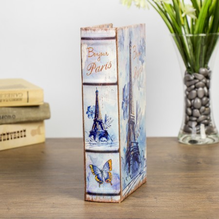 Safe Brush tree "Eiffel Tower in Pale blue colors" leatherette 21x13x5 cm-3