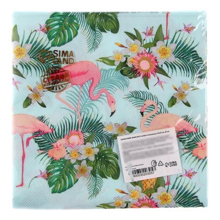 Paper napkins “Flamingo with flowers”, 33x33 cm, set 20 pcs.-3