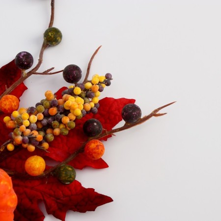 Decor on the stick "Pumpkin with red leaves" 6 × 18 × 30 cm-2