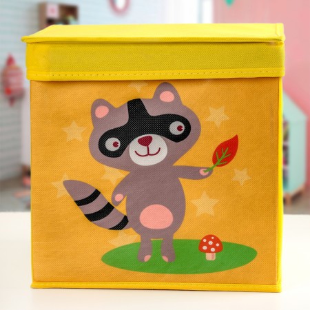 Stelly box for storage with a lid "Raccoon", children, 25 × 25 × 25 cm-2