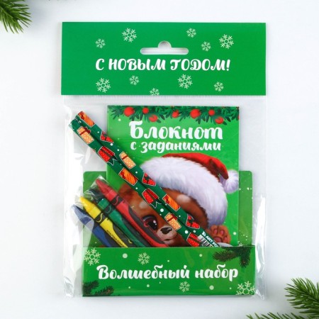 Gift New Year's set: notebook, pencils of b/g 2 pcs and wax crayons "Magic set"-20