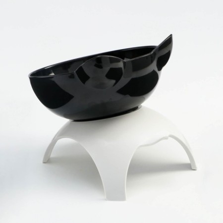 Black bowl on a white stand 10 x 12 x 13.5 cm-2