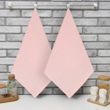 A set of kitchen towels of the share, pink color, 35x60cm-2pcs, 100% HL, waffle, 220 g/m2
