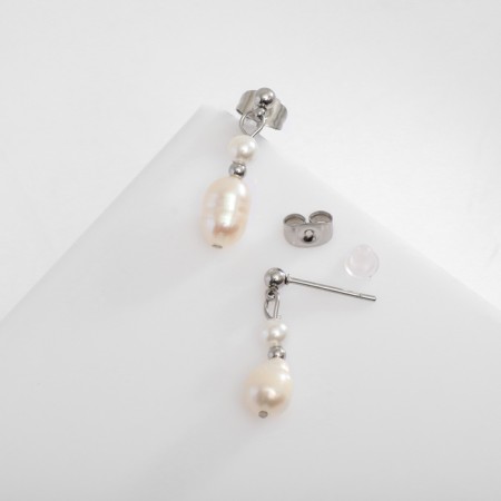 Earrings metal xuping beads, silver color-1
