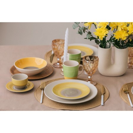 Plate ceramic dessert shade "bud", d = 19 cm, yellow color-6