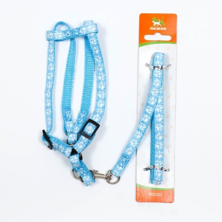 The set of stitched "paws", leash 120 x 1 cm, OG 23-35 cm, blue-6
