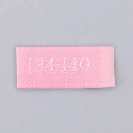 Textile strip "134-140", 5 x 1.1 cm, pink color-2