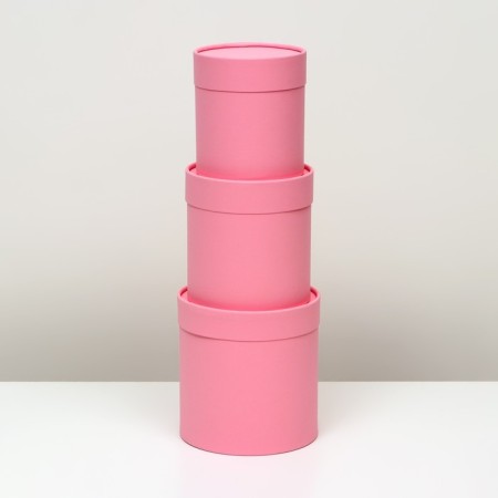 Set of round boxes 3 in 1, "pink", 16x16, 14x14, 12x12 cm-3
