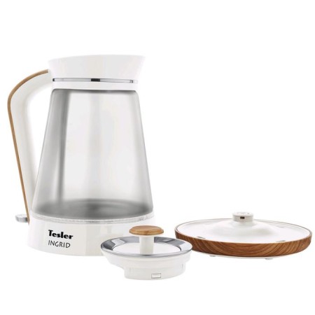 Electric kettle Tesler KT-1750 White, glass, 1.7 l, 2200 watts, white-1