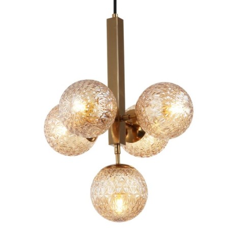 Suspension Felis 5xe27 40W, size 36x36x50-150 cm, bronze color-2