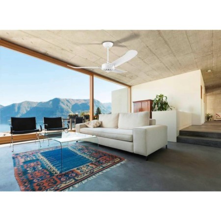 Ceiling fan with a lumberry Hoi A, aluminum, metal, white, matte-1