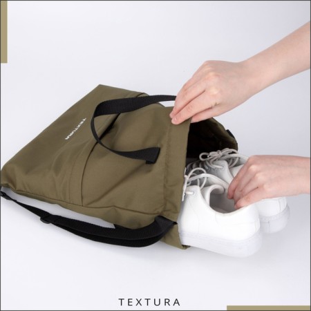Bag for screed shoes, outer pocket, textura, khaki color-7