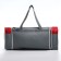 Sports bag with lightning, with an increase, 3 outer pockets, a long belt, the color is gray/red