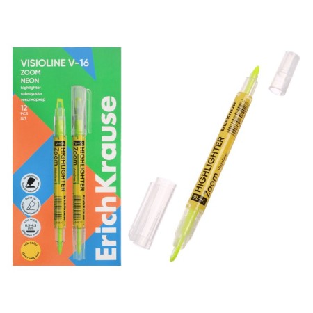 Textbook marker 0.5-3.5 mm Erichkrause Visioline V-16 zoom neon, bilateral, yellow neon, water-based ink
