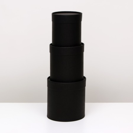 A set of round boxes 3 in 1, "Black", 16x16, 14x14, 12x12 cm-3