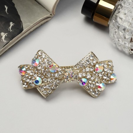 Hair hairpin "Tiana" bow, 9.5 cm, silver