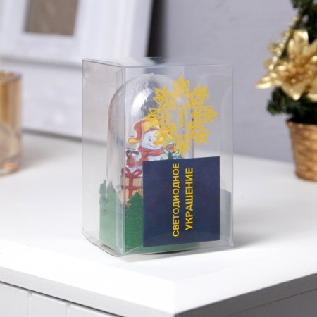 LED figure under the dome "Snowman" 6 × 10 × 6 cm, wood, batteries LR1130X3, glow warm white-3