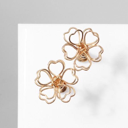 Earrings Metal "Flower" Heart, Color Gold