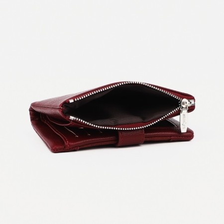 Women's wallet on the button, burgundy color-2
