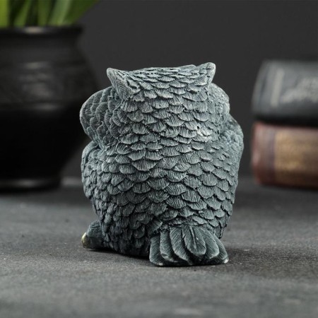 Figure "Owl with books" gray-blue 10x6x6cm-2