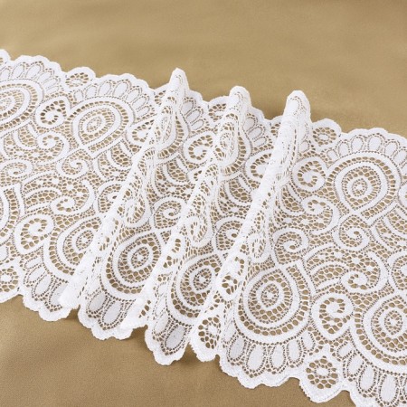 Lace elastic fabric, 180 mm × 2.7 ± 0.5 m, fluid-white color-1