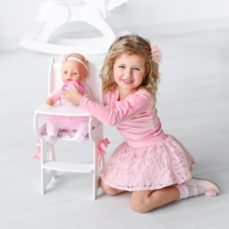 Children's toy: a table for feeding with a soft seat, the collection "Diamond Princess" White-1