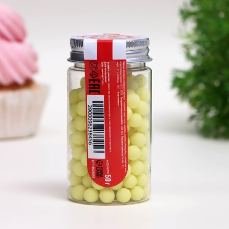 Sprinking confectionery "balls", 7 mm, green matte, 50 g-2