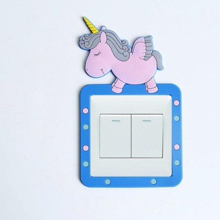 The sticker on the unicorns switch is voluminous, glows in the dark 8.6x8.6 cm, 10.5x18 cm