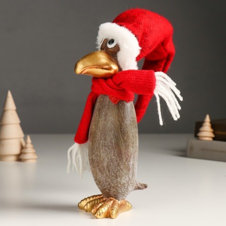 Polystone souvenir "Raven in a red cap with a bomb and a scarf" Bluevka 45x7.5x8 cm-3