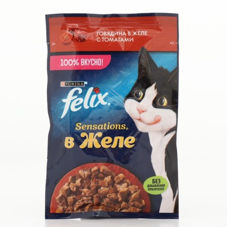 Wet feed Felix Sensations for cats, beef/tomato in jelly, 75 g