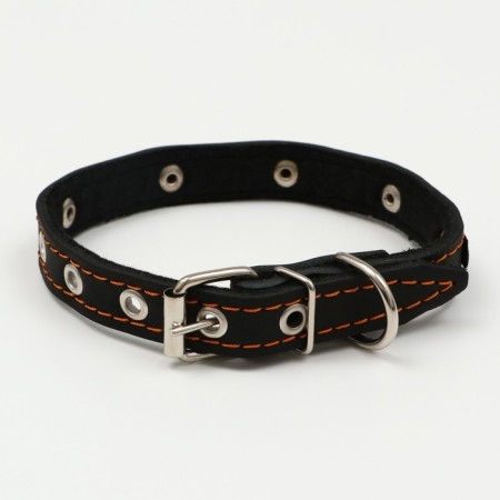 Collar of a leather reflective butterfly on a synthetic winterizer butterfly, 45 x 2 cm, Osh 25-35 cm, black-1