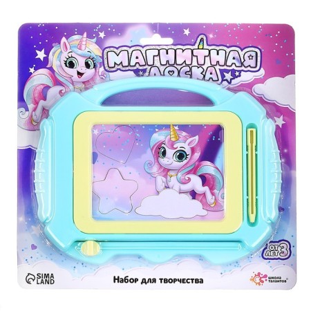 Set for creativity. Magnetic tablet with a stencil "Unicorn"-1