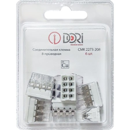 Construction and installation terminal Dori (QMS 2273-208) 8-wire, 6 pcs. In the blister