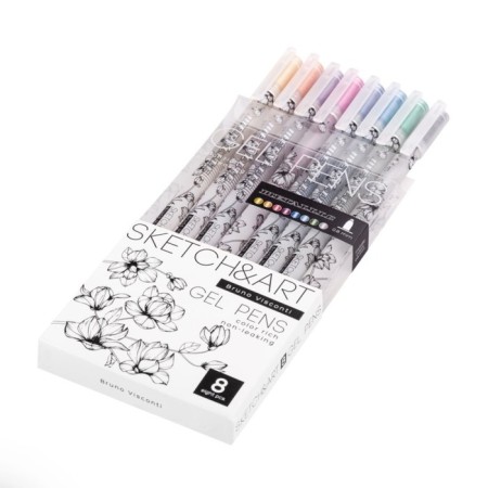 Набор гелевых ручек 8 цветов SKETCH&ART Uni Write.METALLIC, 0,8 мм-4