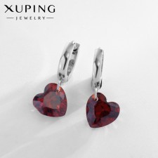 Earrings with rhinestones Xuping drop style, color silver