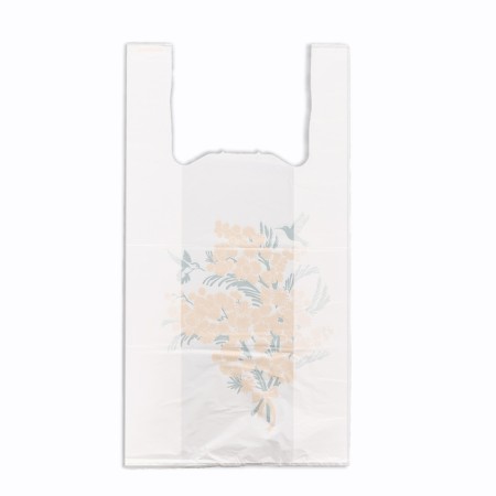 Package Polyethylene T -shirt 28 + 14 x 53 cm, 18 μm, white "mimosa"-1