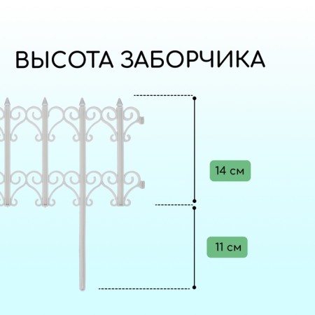 Decorative fence, 25 × 180 cm, 5 sections, plastic, white, "classics"-2