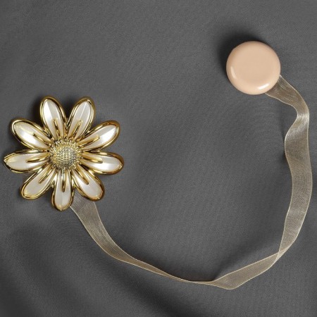 Picking for curtains "Chamomile", D = 6 cm, beige/gold color-1