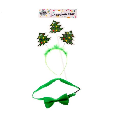 New Year's carnival costume children's “Christmas tree”, 3 objects: rim, butterfly, magic wand, for the New Year-2