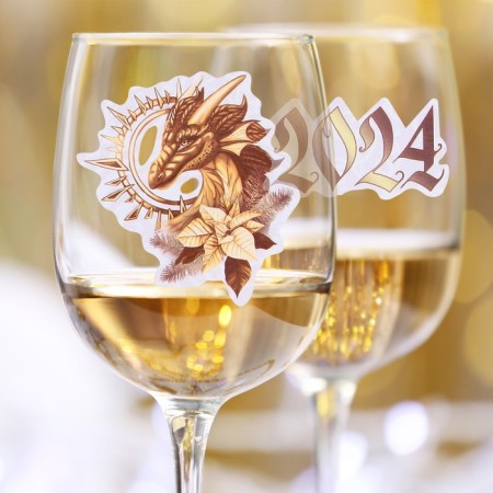 Stickers on glasses "2024", set 6 pcs